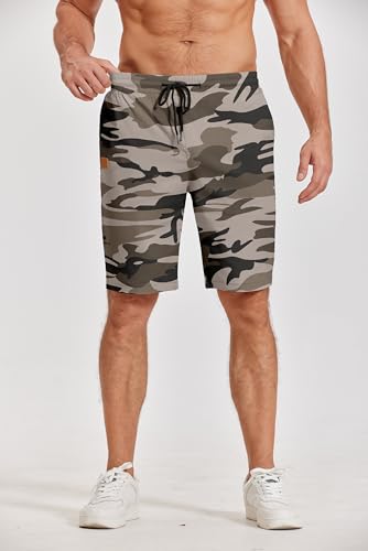 Image of COOFANDY Mens Casual Shorts Cotton Elastic Waist Drawstring Shorts Lightweight Summer Beach Shorts