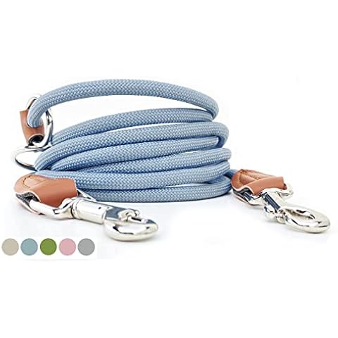 Leisegrün Hundeleine kleine Hunde leicht | Führleine 3m verstellbar mit 2 Karabiner | 3 Meter lang x 0,8 cm | Nur 200 g | Modell Devon | Blau Cover