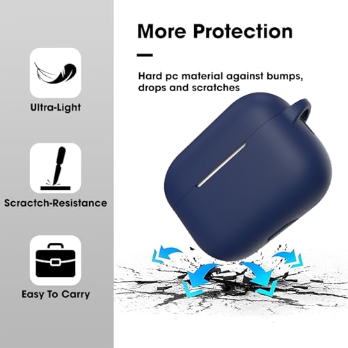 Image of Sounce Earphone Case Cover Compatible for Airpods Pro 2 Case 2022, Soft Silicone Skin Case Cover Shock-Absorbing Protective Case with Keychain [Front LED Visible](Blue)