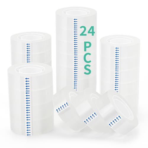 OWLKELA 24 Rolls Tape Refills, Clear, 0.7" x 1000"