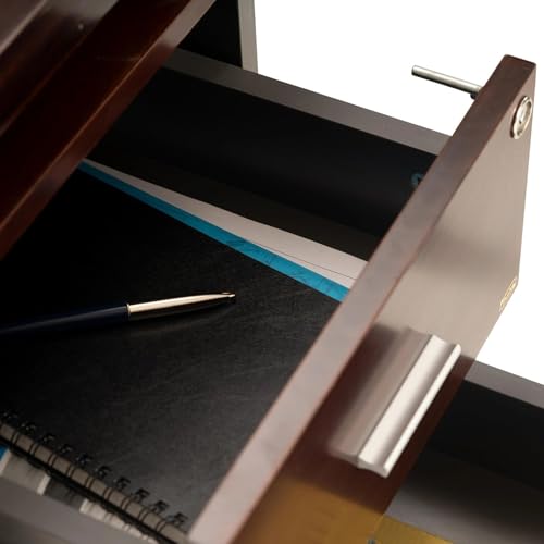 Image of Lakdi The Furniture Office Desk for Director Table Made in MDF with Laminate & Drwaers and Pedestal with Lockable CPU Space, Modern Executive Desk & CEO Desks - Openable Shutte- LDL-556