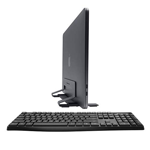 Macally 2.4G Wireless Keyboard and an Adjustable Vertical Laptop Stand, Secure Your Laptop & Prevent Scratches