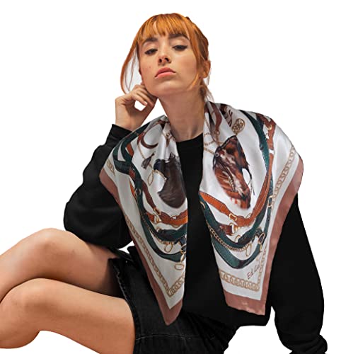 Horse Scarf for Women, Square Silk Satin Neckerchief, Cowgirl Scarfs, Womens Handkerchief, Cowboy Bandana4
