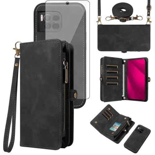 Protection T-Mobile Revvl 7 Pro 5G avec verre trempé et porte-cartes amovible