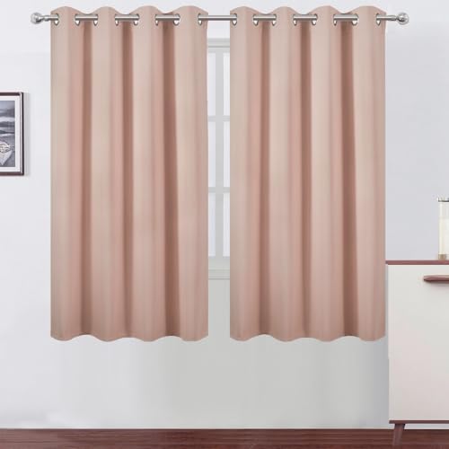 Image of LEMOMO Blush Blackout Curtains 52 x 63 Inch Length /Set of 2 Curtain Panels /Thermal Insulated Room Darkening Curtains for Bedroom and Living Room