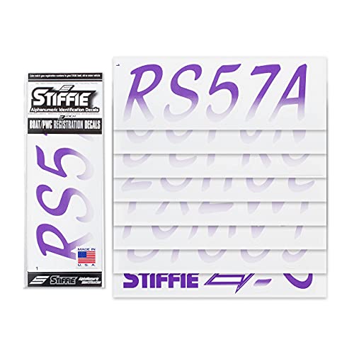 Image of STIFFIE Whipline Purple /White 3 inch Boat & PWC Registration Decals • Numbers Letters Stickers