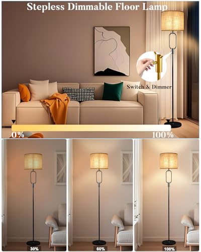 Image of Lightdot 68IN Black Floor Lamp Dimmable Linen Shade LED Floor Lamps with 3000K Soft Warm White for Wedding /Party, Modern Tall Lamp for Living Room /Bedroom (Bulbs Included)