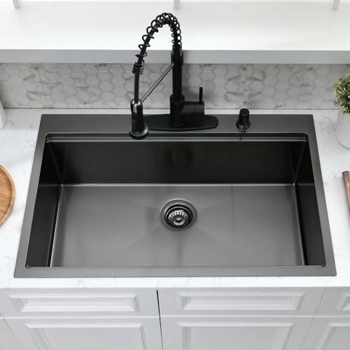 33inchblackdropinkitchensinkwithfaucetcombokitead33x22kitchensinkdropinblackworkstationsinkblackstainlesssteelkitchensinkwithfaucetsinglebowlkitchensinkandfaucetcombo  Urban Country Home Decor 33 inch black drop in kitchen sink with faucet combo kitead 33×22 kitchen sink drop in black workstation sink black stainless steel kitchen sink with faucet single bowl kitchen sink and faucet combo  urban country home decor