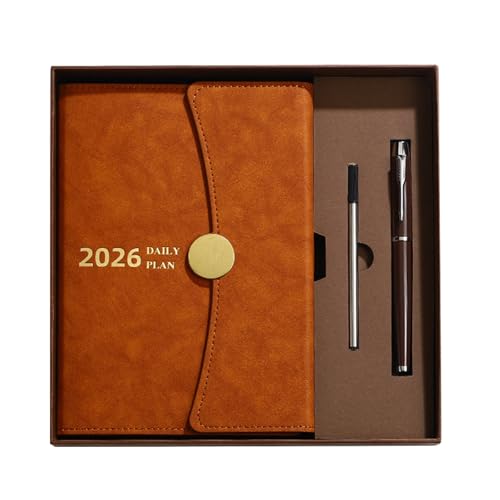 QINGYIWL Agenda 2026, A5 Agenda Giornaliera 2026 con Penna, Daily Planner (Gennaio a Dicembre 2026, Marrone Scuro)