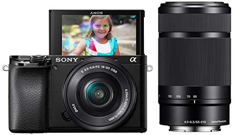 Sony Alpha A6100 Mirrorless Camera with 16-50mm and 55-210mm Zoom Lenses, ILCE6100Y/B, Black