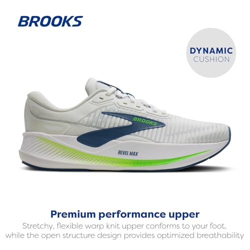 Brooks Brooks Men’s Revel Max Neutral Running & Walking Shoe - White/Moonlight/Green Gecko - 12 Medium