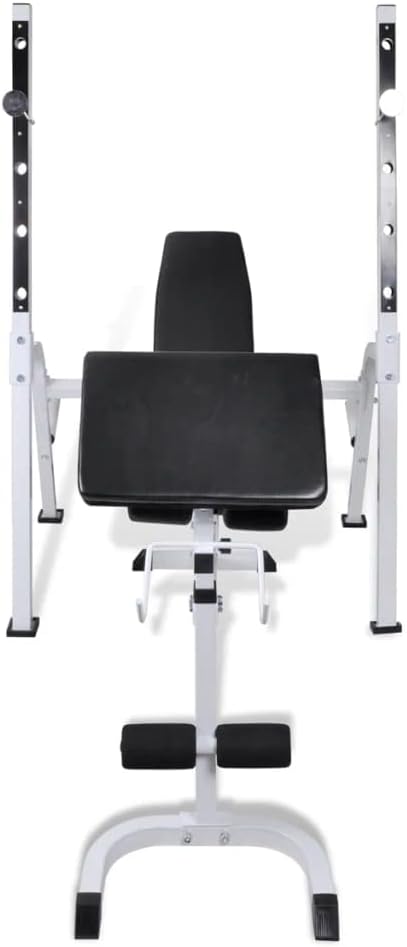 Adjustable Fitness Workout Bench Rack with Straight Weight Bench for Home Gym