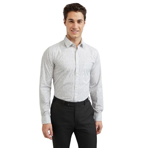 Image of Raymond Men's Pure Cotton Print Pattern Slim Fit Regular Collar Full Sleeve Casual Shirt