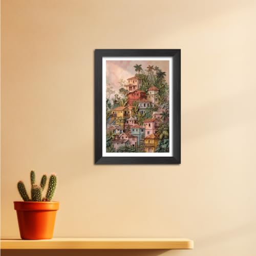 Image of TenorArts Architecture Art 3D Clay Textured Digital Art Print Photo Frame, Modern Art Abstract Painting For Bedroom Living Room Home and Cafe Decor | Minimal Drawing Black Framed Posters for Decoration (9x12 inches) [CL-S10]