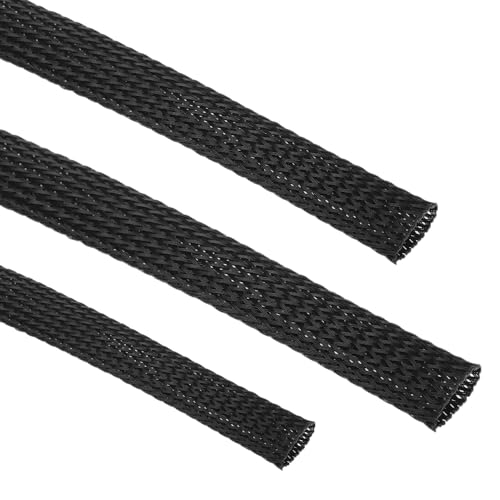 UKCable-Ties 5M/10M Black Polyester Cable Sleeve for USB, Power, Audio & Video Cables