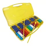 YAYUZEST Xylophone 25 Notes Glockenspiel for Kids, Professional Xylophone Percussion Instrument with Hard Case and Safe Mallets, for Student Beginners, Music Teaching and Gifts (Yellow)