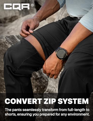 Image of CQR Men's Convertible Cargo Tactical Pants, Water Resistant Outdoor Hiking Pants, Zip Off Lightweight Stretch Work Pants