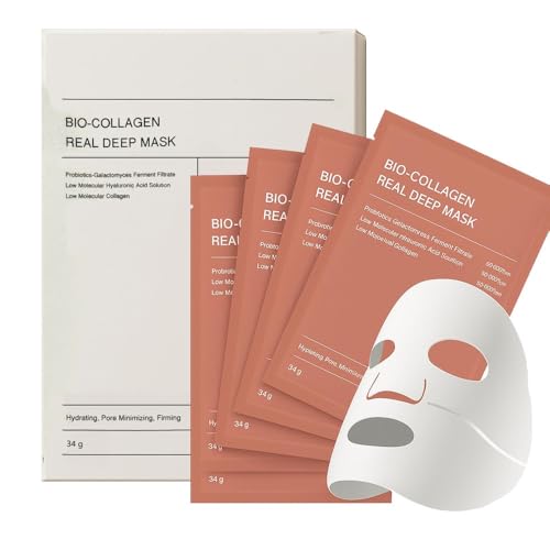 Mascarilla Facial de Colageno Hidratante - Antiarrugas, Rejuvenecedor, Caja de 4 Mascarillas.