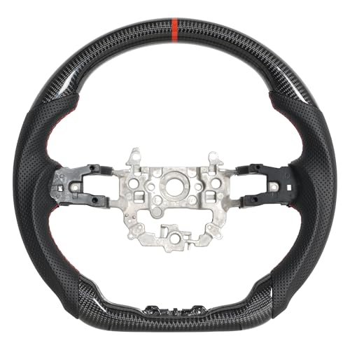 Real Carbon Fiber Steering Wheel for Honda Civic Gen 11th 2022-2024 Nappa Perforated Anti-Slip Perforated Leather Steering Wheel D-Shaped Flat Bottom Red Positioning Line