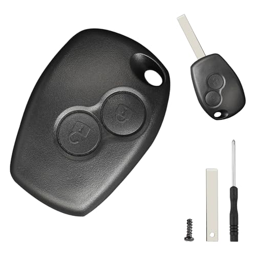 Coque de Clé, Télécommande de 2 Boutons, Compatible avec Renault Clio, Kangoo, Master, Modus, Trafic et Dacia Sandero, Inclut Lame de Clé, Vis, Tournevis,...