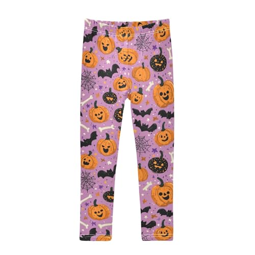 Girls Leggings Halloween Pumpkins Bat Kids Length Leggings Pants Toddler Athletic Soft Skull Tights Trousers 4T