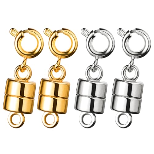 Magnetic Clasps for Necklaces,Magnetic Necklace Clasps,Magnetic Clasps for Jewellery,Magnetic Jewellery Clasps UK,Magnetic Clasps(Gold and Silver) (2 Gold+2 Silver)