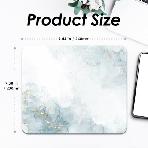 Image of FROGIGO Mouse Pad with Stitched Edges - Minimalist Mousepad for Women, 9.25 x 7.75 inch Washable Square Desk Pad, Non-Slip Rubber Base, Office Home Laptop Accessories - Mist Calm