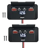 KEEDIN 96W 12v USB Steckdose zur Wandmontage – Dual 36W USB-C PD & Dual QC3.0 18W Auto Ladebuchse mit wasserdichtem Schalter, Aufputzmontage für Wohnmobil(2er-Set) car Charger 2P