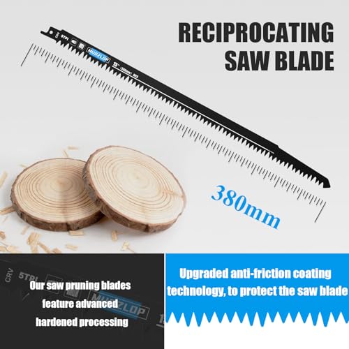 Image of 5 Pack 15 inch Reciprocating Saw Blades Set, 5 TPI High Carbon Saw Blades, Saw Blades with Organizer Case (5, 5T /380mm)