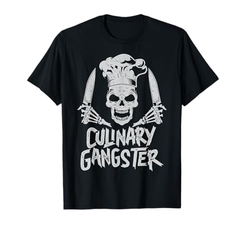 Chef Culinary Gangster Men Women Cook Skull Cooking Knife T-Shirt
