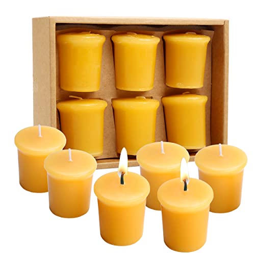 Ljqizn 6Pcs Beeswax Votive Candles Pure Handmade Pillar Natural Votives Set For Gift Home Décor Party Wedding Spa #TOP3