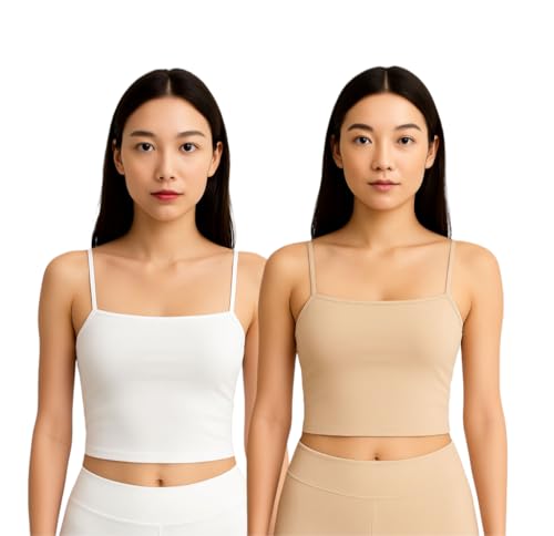 Image of Women's Seamless Long Crop Top Combo | Lightly Padded Smooth Stretchable Camisole Bra for Daily Comfort & Support | Pack of 2