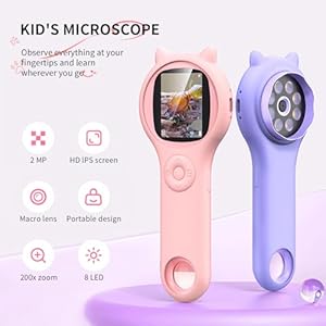Microscope for Kids - Mini Pocket Handheld Microscope for Toddlers-Educational Science Kit Toys for Christmas Birthday Gifts Toys for 3 4 5 6 7 8 9 10 Year Old Girls(Purple) Microscope for Kids Mini Pocket Handheld Microscope for Toddlers Educational Science Kit Toys for Christmas Birthday Gifts Toys for 3 4 5 6 7 8 9 10 Year Old GirlsPurple