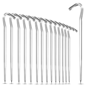OurTop Lot de 15 piquets de tente en métal de 18 cm – Long et robuste – Piquets en aluminium pour sols durs – Idéal pour le jardin, le camping, la pêche et les tentes