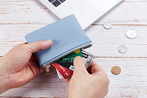Image of Chelmon Vegan Leather Coin Purse Pouch Change Purse With Zipper For Men Women, Blue Classic, Minimalist