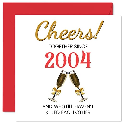 Divertida tarjeta de 18 aniversario para marido, esposa, juntos, desde 2004, regalos I Love You, tarjetas de felicitación de 145 mmx145 mm para 18 aniversarios