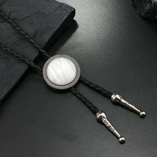 Image of Joxevyia Bolo Tie for Men Vintage Cow Skull Leather Rope Western Cowboy Necktie Vintage Bola Tie Gift for Him