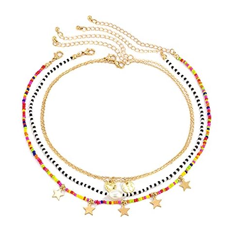 Boho Vintage Beaded Smiley Face Necklace Cover