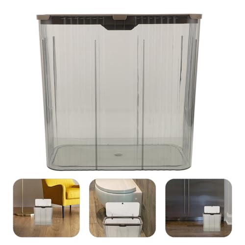 Caneca de basura con tapa gris de plástico para baño miniatura 7