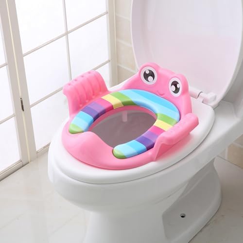 Jiawu Baby Toilet Seat Cute and Comfortable High Back with Armrests for Potty Training Kids Portable Toilet Seat 1 Unit (Pink) - 1