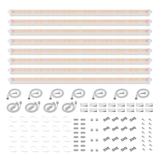 Spider Farmer 88,5cm LED Pflanzenlampe für Zimmerpflanzen, Vollspektrum (3000K+5000K+660nm), 200W (8x25W), 1296 LEDs, IP65 Wasserdicht, Verkettbares Design für Regale und Gewächshäuser, 8er-Pack