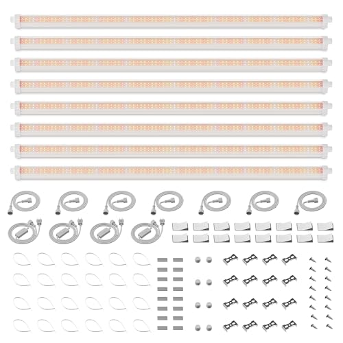Spider Farmer 88 5cm LED Pflanzenlampe für Zimmerpflanzen Vollspektrum (3000K+5000K+660nm) 200W (8x25W) 1296 LEDs IP65 Wasserdicht Verkettbares Design für Regale und Gewächshäuser 8er-Pack