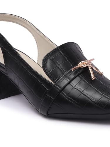 Image of Carlton London Women Comfortable Block Heel Pointed Toe Slingback Fashion Shoes for Party, Office use, Casual use