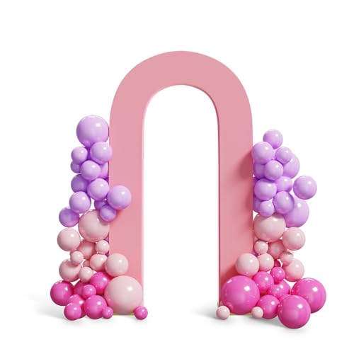 Peomeise 7.2FT Spandex Open Arch Backdrop Cover，U-Shaped 2-Sided Backdrop Cover，Round Top Chiara Stand Cover for Birthday Party Wedding Ceremony Baby Shower Decoration，Dusty Pink