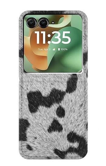 Housse cuir Motorola Razr 70+ texture fourrure vache pour protéger l'écran des rayures