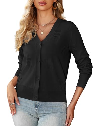 U.Vomade Women's Cardigans 3/4 Sleeve Open Front Cropped Cardigan Hollow Out Bolero Shrug S-XL2