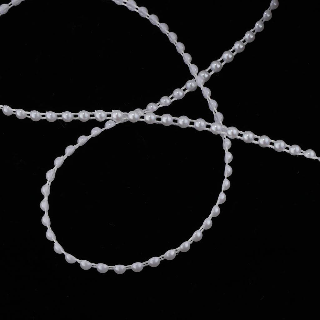 Sharplace Rolle mit 50 M Halbrunden Perlenketten Girlanden, Strang, Hochzeitsblumen, Kleidung, Party, DIY Zubehör, Weiß