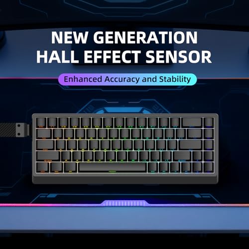 Image of IROK ND68 68 Keys Wired Magnetic Switch Keyboard, 0.005MM RT Accuracy, 8KHZ Polling Rate /Latency As 0.125MS /256KHZ Single Key Scan Rate /ARGB,Hot Swappable,Gasket Structure Gaming Keyboard(Black)