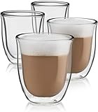 Cappuccino Cups Set of 4 - Insulated Espresso Glasses (6 oz)