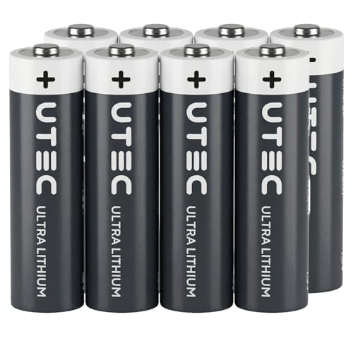 U-tec AA Ultra Lithium Battery (Pack of 8), 3000mAh 1.5V, Longest-Lasting AA Battery, Up to 10 Years in Storage and No Leaks Guaranteed, Works in Extreme Temperatures, Non Rechargeable